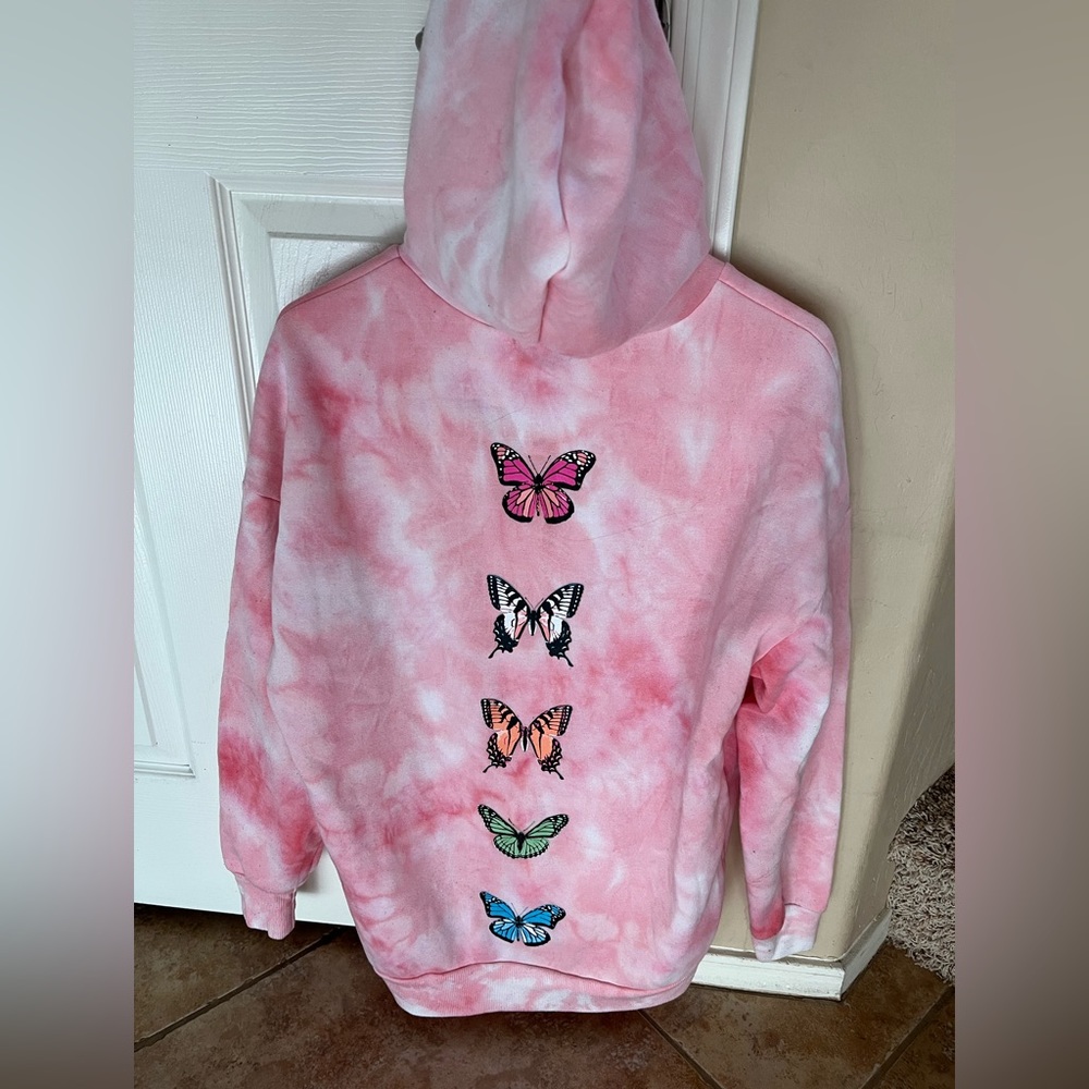 Medium Pink Faded Rose Butterfly hoodie